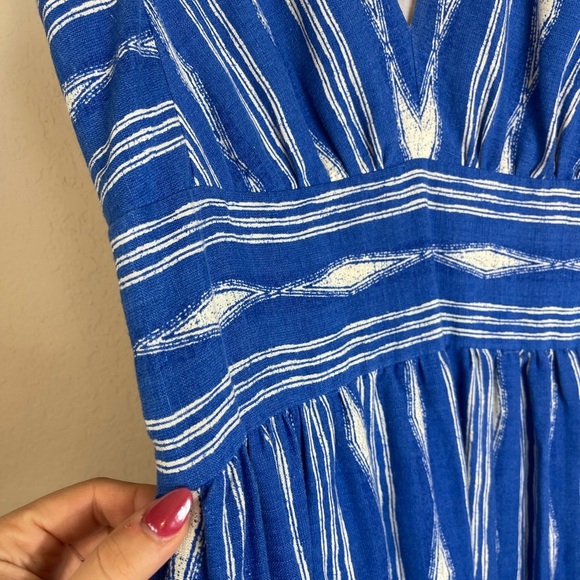 Anthropologie Madchen Skywriter Ikat Linen Maxi Dress Size 4 - Picture 9 of 12